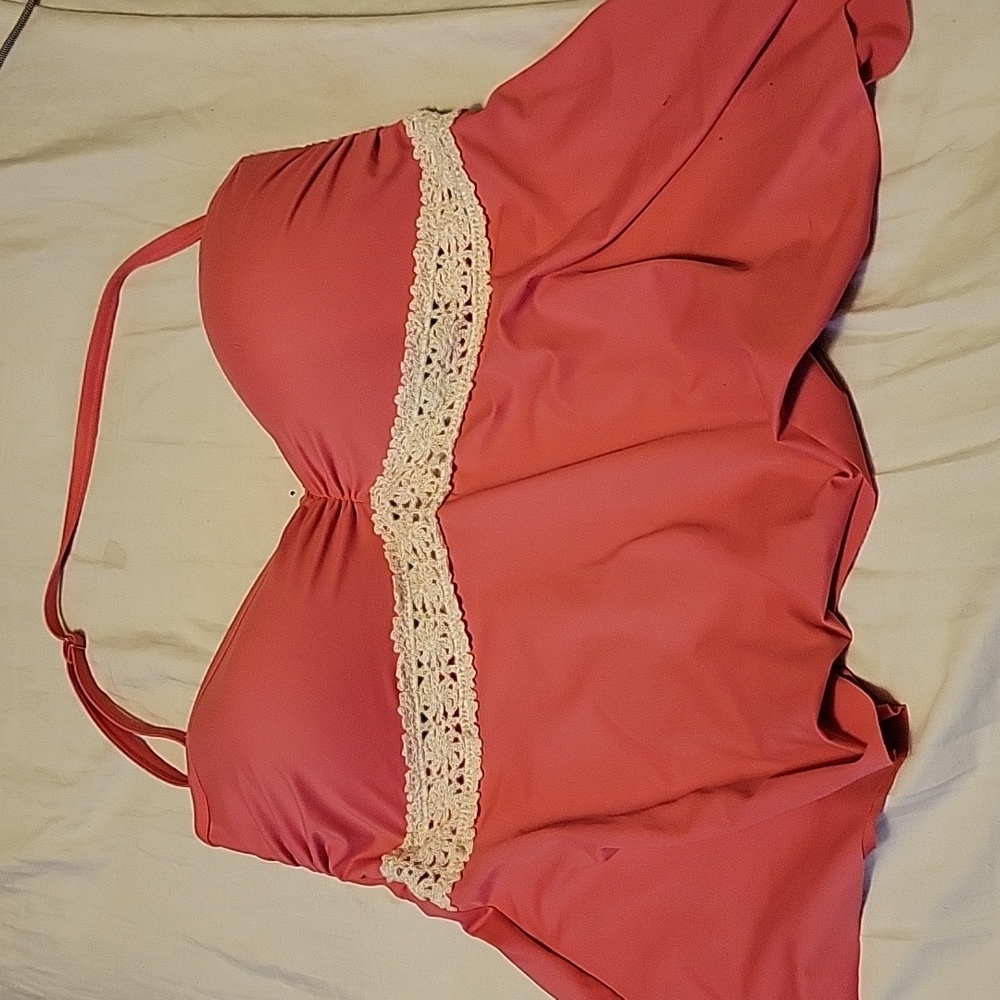 Pink tankkini halter top swimsuit